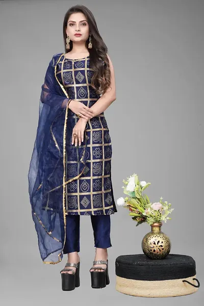 Elegant Jacquard Woven Design Dress Material with Dupatta