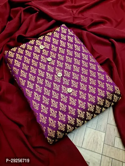 Elegant Purple Banarasi Silk Jacquard Suit Dress Material without Dupatta For Women