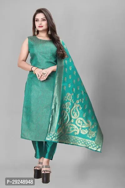 Elegant Banarasi Silk Jacquard Dress Material with Dupatta For Women