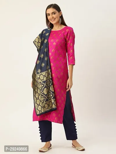 Elegant Banarasi Silk Jacquard Dress Material with Dupatta For Women-thumb0