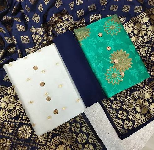 2 Top Combo Banarasi Silk Dress Material