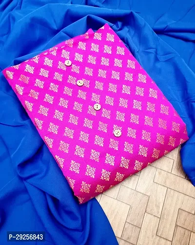 Elegant Pink Banarasi Silk Jacquard Suit Dress Material without Dupatta For Women-thumb0