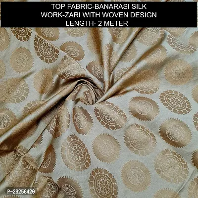 Elegant Beige Banarasi Silk Jacquard Suit Dress Material without Dupatta For Women-thumb2