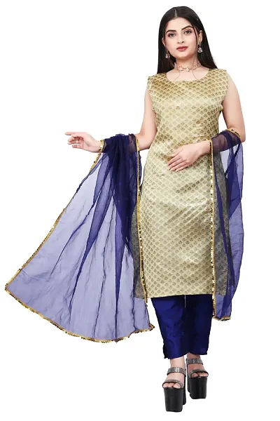 Stylish Fancy Jacquard Unstitched Dress Material Top With Bottom And Dupatta Set For Women