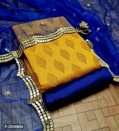 Elegant Banarasi Silk Jacquard Dress Material with Dupatta For Women