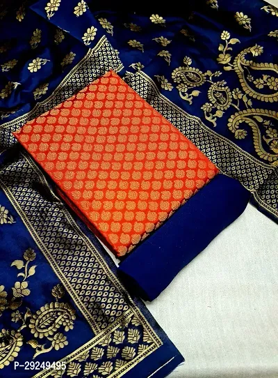 Elegant Banarasi Silk Jacquard Dress Material with Dupatta For Women-thumb0