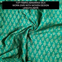 Elegant Green Banarasi Silk Jacquard Suit Dress Material without Dupatta For Women-thumb1