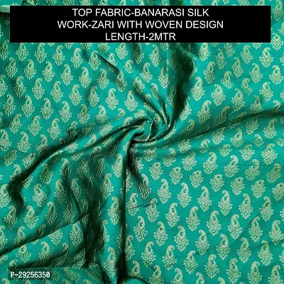 Elegant Green Banarasi Silk Jacquard Suit Dress Material without Dupatta For Women-thumb2