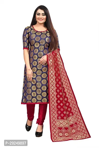 Elegant Banarasi Silk Jacquard Dress Material with Dupatta For Women-thumb0