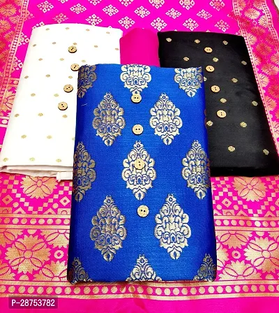 Elegant Multicoloured Banarasi Silk Jacquard Weave 3 Kurta 1 Bottom 1 Dupatta Dress Material For Women