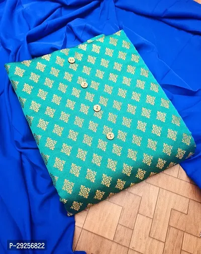 Elegant Green Banarasi Silk Jacquard Suit Dress Material without Dupatta For Women