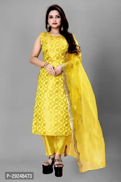 Elegant Banarasi Silk Jacquard Dress Material with Dupatta For Women