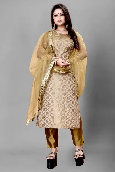 Stylish Banarasi Silk Jacquard Unstitched Suit