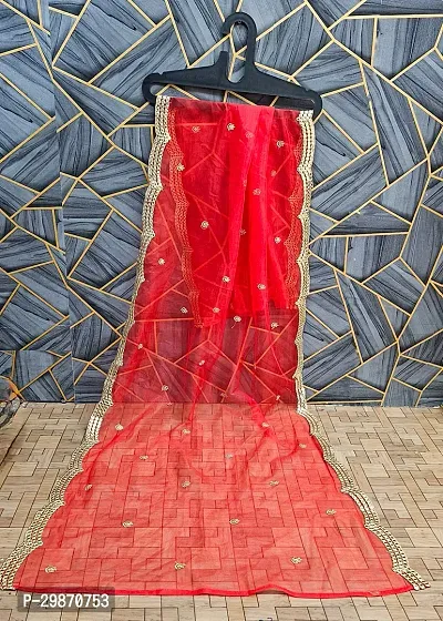 Elegant Red Banarasi Silk Jacquard Weave Dress Material with Dupatta For Women-thumb3