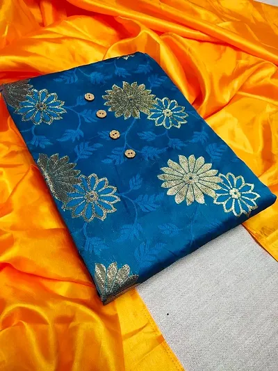 Trendy Banarasi Silk Jacquard Unstitched Suits Without Dupatta