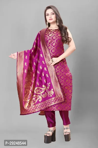 Elegant Banarasi Silk Jacquard Dress Material with Dupatta For Women