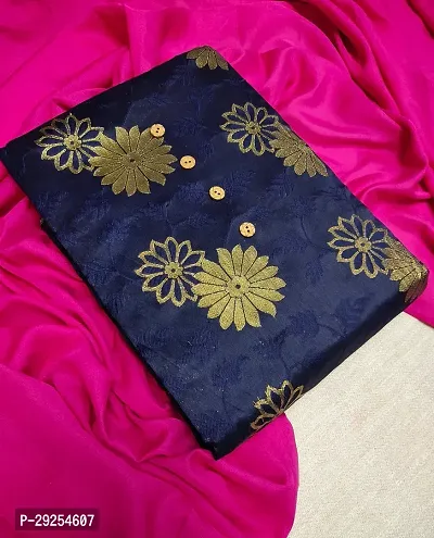 Elegant Navy Blue Banarasi Silk Jacquard Suit Dress Material without Dupatta For Women