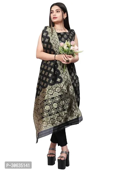 Elegant Black Banarasi Silk Jacquard Weave Dress Material with Dupatta For Women