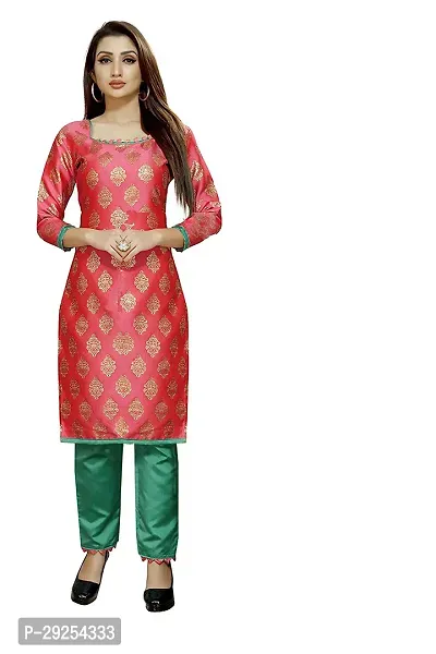 Elegant Pink Banarasi Silk Jacquard Suit Dress Material without Dupatta For Women-thumb0