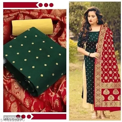 Elegant Banarasi Silk Jacquard Dress Material with Dupatta For Women