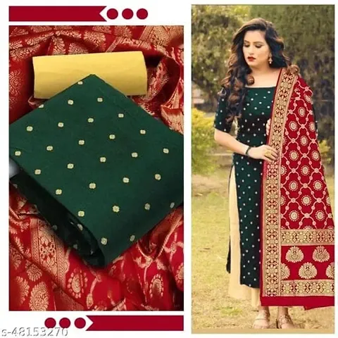 Banarasi Silk Jacquard Weave Unstitched Dress Material For Women