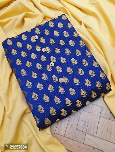 Elegant Navy Blue Banarasi Silk Jacquard Suit Dress Material without Dupatta For Women