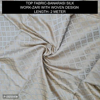 Elegant Beige Banarasi Silk Jacquard Suit Dress Material without Dupatta For Women-thumb2
