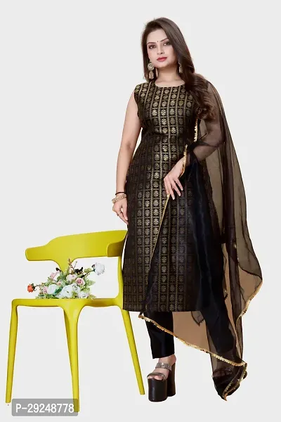 Elegant Banarasi Silk Jacquard Dress Material with Dupatta For Women-thumb0