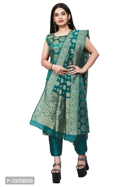 Elegant Banarasi Silk Jacquard Dress Material with Dupatta For Women-thumb0