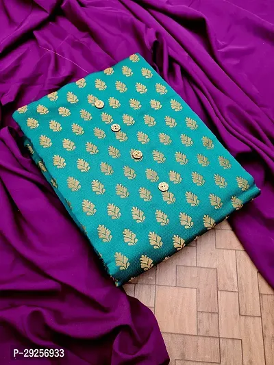 Elegant Green Banarasi Silk Jacquard Suit Dress Material without Dupatta For Women-thumb0