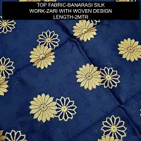 Elegant Navy Blue Banarasi Silk Jacquard Suit Dress Material without Dupatta For Women-thumb1