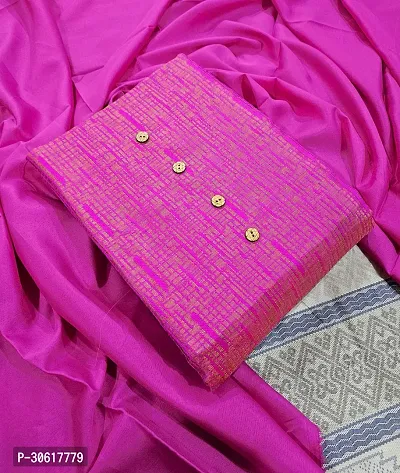 Elegant Pink Banarasi Silk Jacquard Dress Material without Dupatta For Women