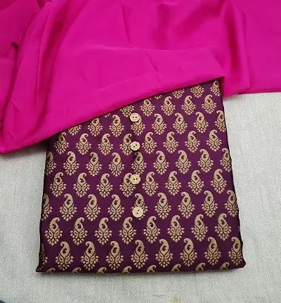 Elegant Banarasi Silk Jacquard Suit Dress Material without Dupatta For Women