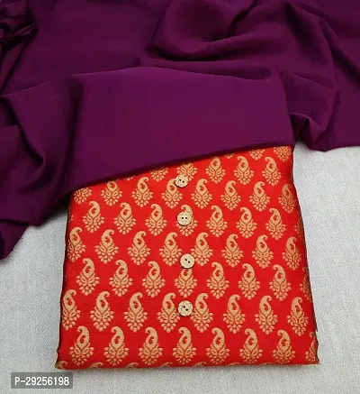 Elegant Red Banarasi Silk Jacquard Suit Dress Material without Dupatta For Women