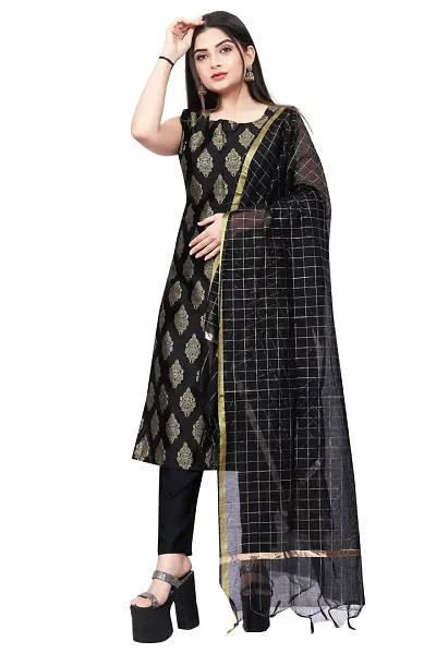 Stylish Fancy Jacquard Unstitched Dress Material Top With Bottom And Dupatta Set For Women