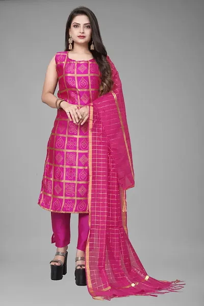 Elegant Jacquard Jacquard Weave Dress Material With Dupatta For Women