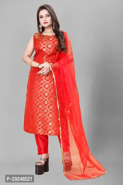 Elegant Banarasi Silk Jacquard Dress Material with Dupatta For Women