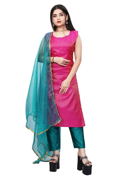 Elegant Banarasi Silk Jacquard Weave Dress Material with Dupatta For Women