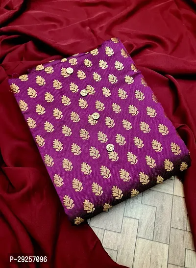 Elegant Purple Banarasi Silk Jacquard Suit Dress Material without Dupatta For Women