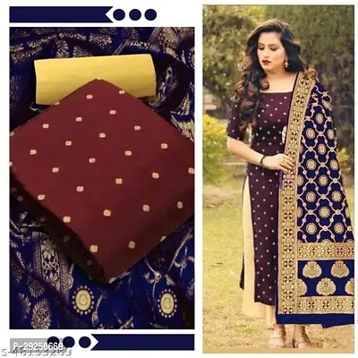 Elegant Banarasi Silk Jacquard Dress Material with Dupatta For Women