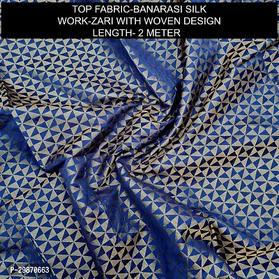 Elegant Navy Blue Banarasi Silk Jacquard Weave Dress Material with Dupatta For Women-thumb2