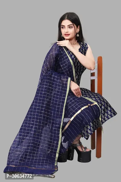 Elegant Navy Blue Banarasi Silk Jacquard Weave Dress Material with Dupatta For Women-thumb0