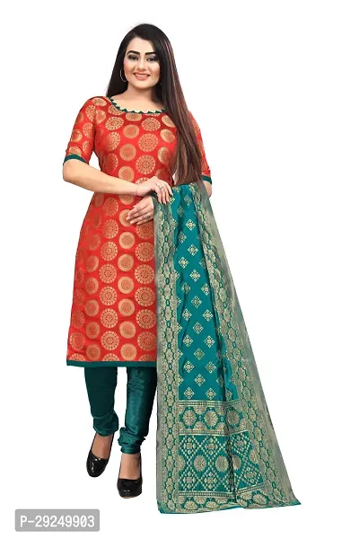 Elegant Banarasi Silk Jacquard Dress Material with Dupatta For Women-thumb0