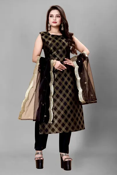 Stylish Banarasi Silk Jacquard Unstitched Suit