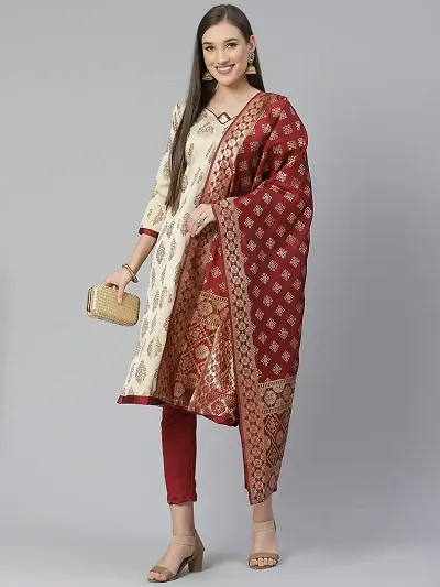 Trendy Womens Banarasi Silk Jacquard Weave Dress Material with Dupatta