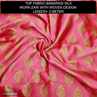 Elegant Pink Banarasi Silk Jacquard Suit Dress Material without Dupatta For Women-thumb2