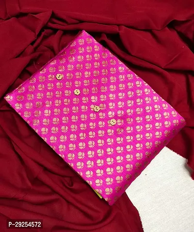 Elegant Pink Banarasi Silk Jacquard Suit Dress Material without Dupatta For Women