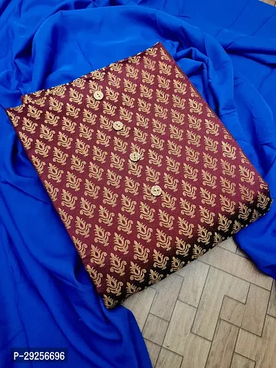 Elegant Maroon Banarasi Silk Jacquard Suit Dress Material without Dupatta For Women-thumb0