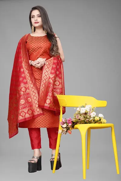 Elegant Banarasi Silk Jacquard Weave Dress Material with Dupatta For Women