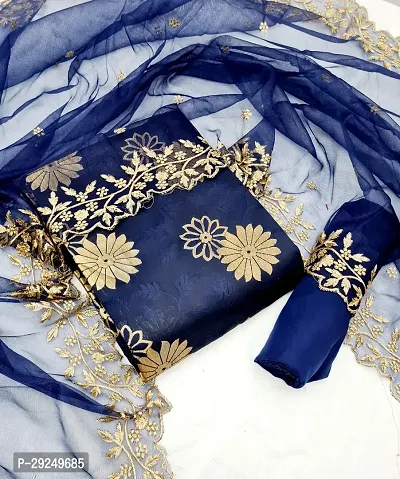 Elegant Banarasi Silk Jacquard Dress Material with Dupatta For Women